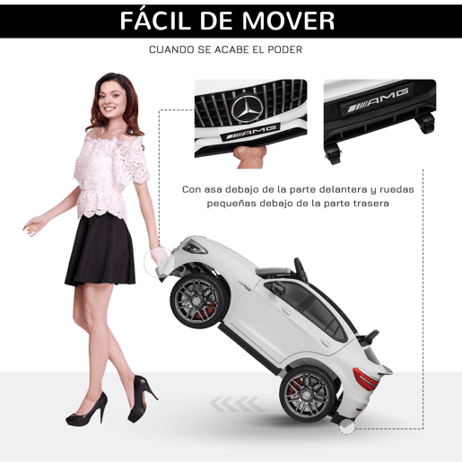 HOMCOM Carro Elétrico Mercedes AMG 12V para Crianças acima de 3 Anos com Controle Remoto Música Luzes Abertura da Porta 115x70x55cm Branco HOMCOM Carro Elétrico Mercedes AMG 12V para Crianças acima de 3 Anos com Controle Remoto Música Luzes Abertura da Porta 115x70x55cm Branco