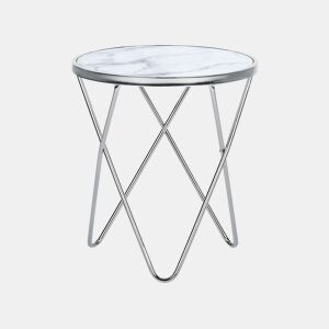 Mesa de apoio MERIDIAN Vidro de segurança (temperado) MármorePrateado