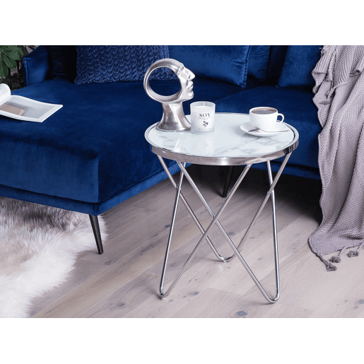 Mesa de apoio MERIDIAN Vidro de segurança (temperado) MármorePrateado