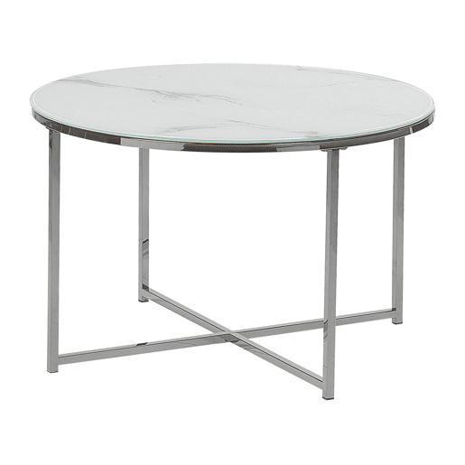 Mesa de centro QUINCY Vidro de segurança (temperado) MármorePrateado