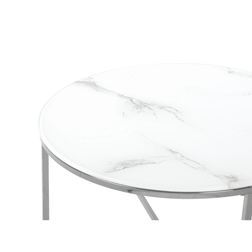 Mesa de centro QUINCY Vidro de segurança (temperado) MármorePrateado