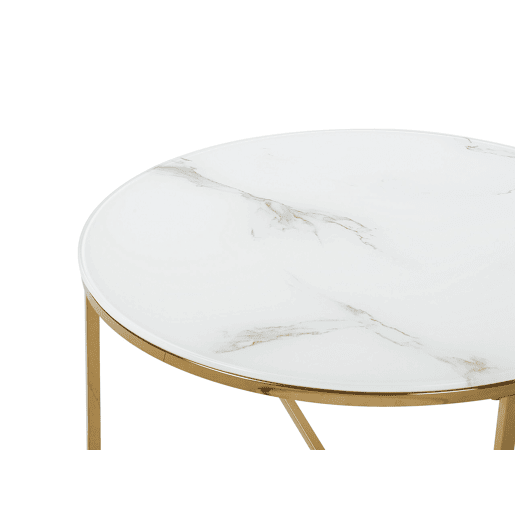 Mesa de centro QUINCY Vidro de segurança (temperado) MármoreDourado