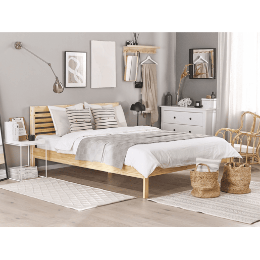 Cama Pinho CARNAC 160 x 200 cm Castanho claro