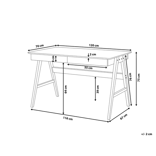 Secretária SHESLAY Branco 120 cm 70 cm com arrumação