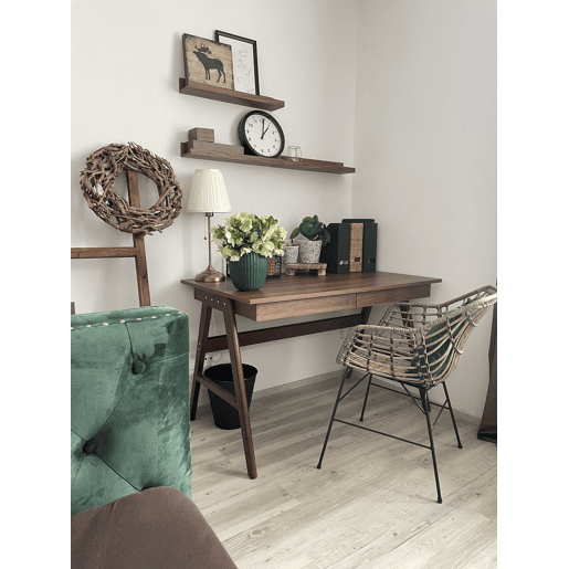 Secretária SHESLAY Castanho escuro 120 cm 70 cm com arrumação