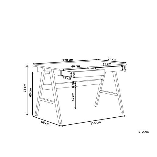 Secretária SHESLAY Castanho claro 120 cm 70 cm com arrumação