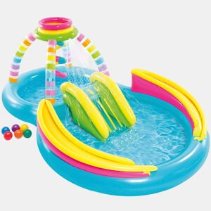 Piscina inflável multicolorida 2 em 1 com escorrega, difusor e jogo de bola INTEX