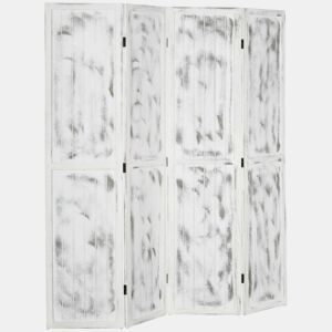 HOMCOM Biombo Dobrável de 4 Painéis Separador de Ambientes 160,5x170cm Divisória de Ambientes Decoração Elegante para Dormitórios Sala de Estar Cozinha Branco Rústico