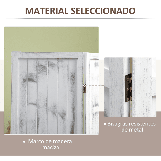 HOMCOM Biombo Dobrável de 4 Painéis Separador de Ambientes 160,5x170cm Divisória de Ambientes Decoração Elegante para Dormitórios Sala de Estar Cozinha Branco Rústico