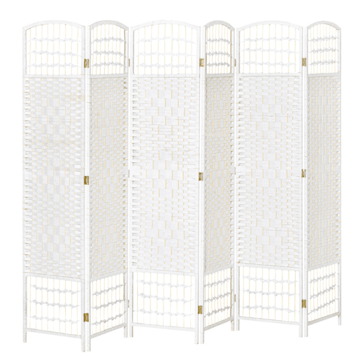 HOMCOM Biombo de 6 Paineis Separador de Ambientes Dobrável 242x170cm Divisória de Habitações de Fibra de Papel Decoração Elegante para Dormitório Sala de Estar Branco