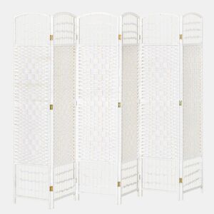 HOMCOM Biombo de 6 Paineis Separador de Ambientes Dobrável 242x170cm Divisória de Habitações de Fibra de Papel Decoração Elegante para Dormitório Sala de Estar Branco