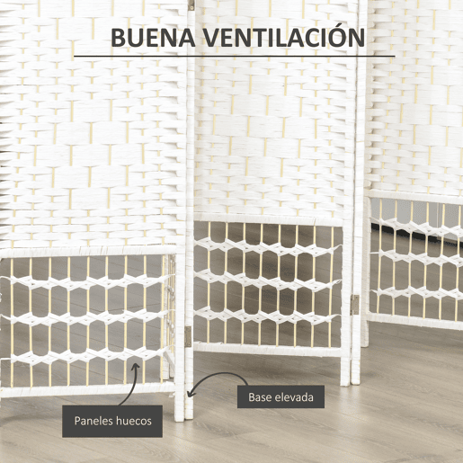 HOMCOM Biombo de 6 Paineis Separador de Ambientes Dobrável 242x170cm Divisória de Habitações de Fibra de Papel Decoração Elegante para Dormitório Sala de Estar Branco