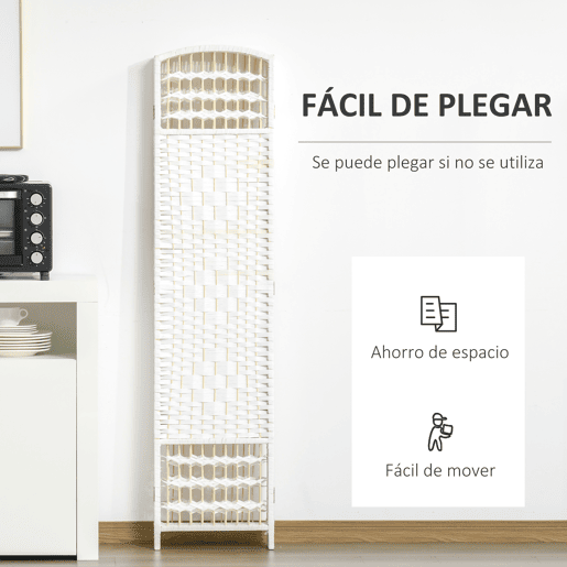 HOMCOM Biombo de 6 Paineis Separador de Ambientes Dobrável 242x170cm Divisória de Habitações de Fibra de Papel Decoração Elegante para Dormitório Sala de Estar Branco