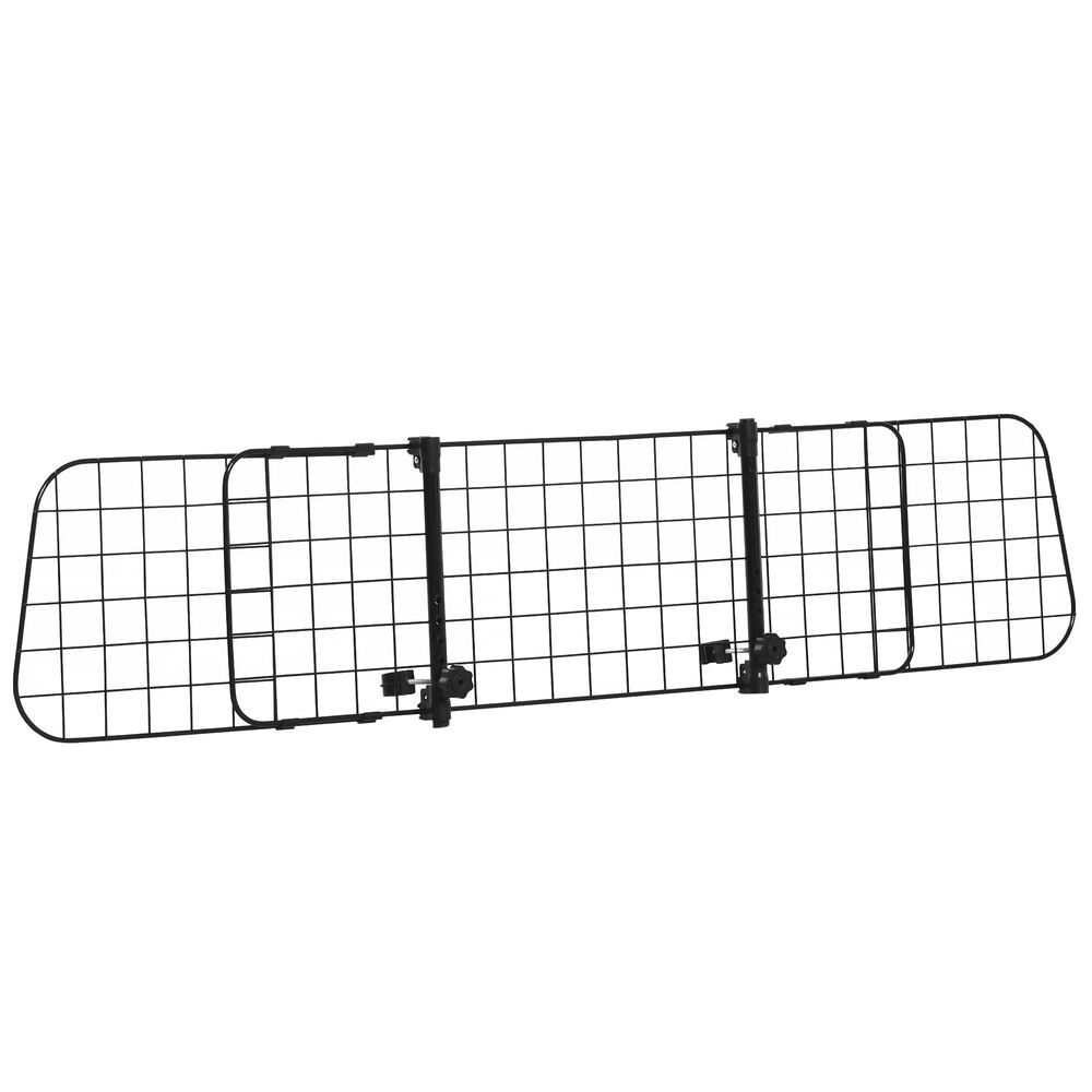 Pawhut barrera protectora de coche para perros para vehículo universal barrera protectora metálica extensible para asientos traseros maletero equipaje automóvil 91-152x30 cm negro