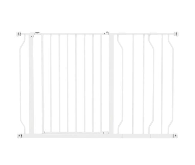 Pawhut barrera de seguridad para perros extensible 75-115 cm para puertas y escaleras puerta de seguridad apertura en dos sentidos y solo una mano