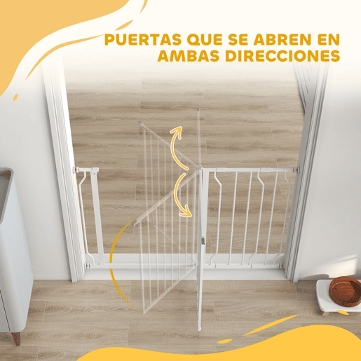 PawHut Barreira de Segurança para Cães Extensível para Escadas e Portas 75-115cm com 2 Extensões e 10-20cm Montagem a Pressão Aço Altura 76cm Branco