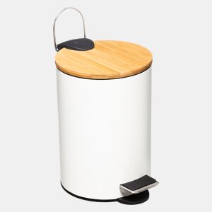 Pedal Cube 3 L com tampa branca de bambu moderno