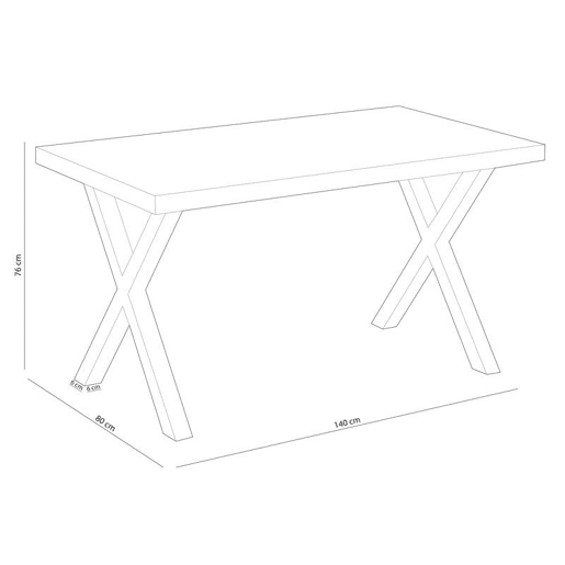 Mesa de jantar X-Loft 140 Carvalho selvagem - Branco 140x80 cm
