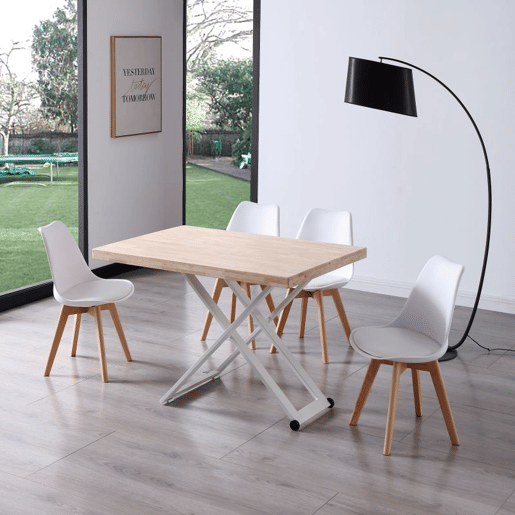 Mesa de centro elevatória Lada Branco - Carvalho 120 x 76 x 80 cm Mesa de centro elevatória Lada Branco - Carvalho 120 x 76 x 80 cm