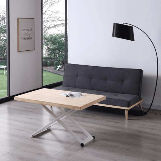 Mesa de centro elevatória Lada Branco - Carvalho 120 x 76 x 80 cm Mesa de centro elevatória Lada Branco - Carvalho 120 x 76 x 80 cm