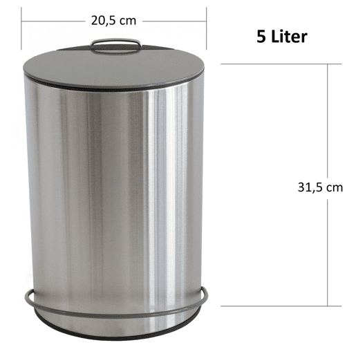 Lata de lixo com um pedal branco de 5l 20,5x