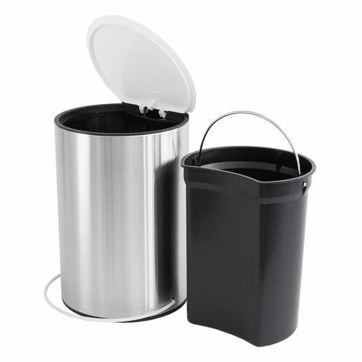 Lata de lixo com um pedal branco de 5l 20,5x
