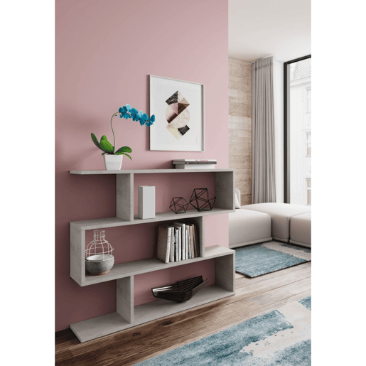 Prateleira Auxiliar Baixa Athena Sala de Estar Sala de Jantar Corredor Decoração Cor Branco e Cimento 110x97x24 cm Prateleira Auxiliar Baixa Athena Sala de Estar Sala de Jantar Corredor Decoração Cor Branco e Cimento 110x97x24 cm