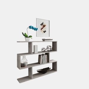 Prateleira Auxiliar Baixa Athena Sala de Estar Sala de Jantar Corredor Decoração Cor Branco e Cimento 110x97x24 cm