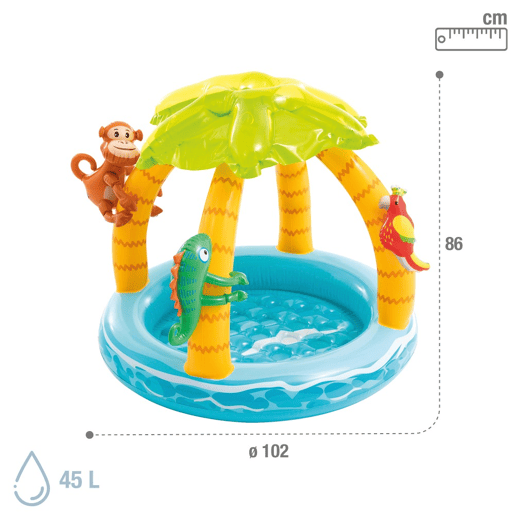 Piscina inflável tropical cpiso acolchoado, toldo e animais infláveis Ø102 cm INTEX Piscina inflável tropical cpiso acolchoado, toldo e animais infláveis Ø102 cm INTEX