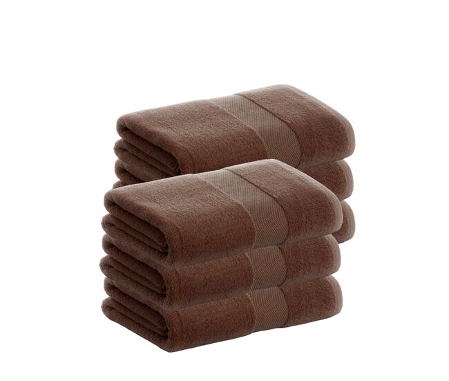 Pack 6 toallas chocolate lavabo de algodón donegal 50x100 cm algodón 100% de 500gr/m2 de calidad con secado extra-rápido y de tendencia para primavera