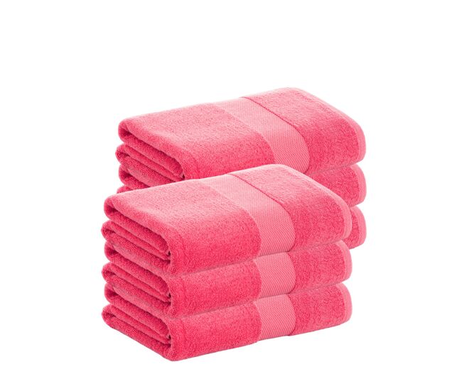 Pack 6 toallas rosa tocador de algodón donegal 30x50 cm algodón 100% de 500gr/m2 de calidad con secado extra-rápido y de tendencia para primavera-