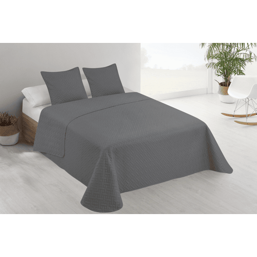 Colcha Lisa + Almofadas Acolchoadas Belmonte Cama 105 Cinza 200x260cm