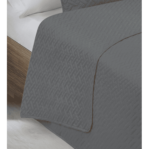 Colcha Lisa + Almofadas Acolchoadas Belmonte Cama 105 Cinza 200x260cm