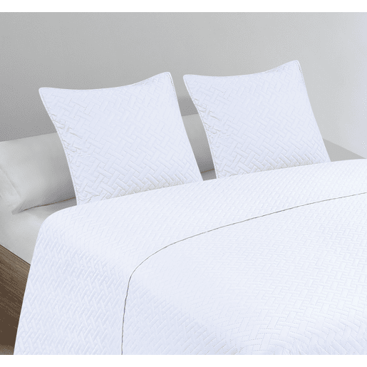 Colcha Lisa + Almofadas Acolchoadas Belmonte Cama 135 Branco 235x260cm