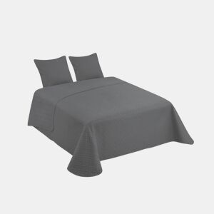 Colcha Lisa + Almofadas Acolchoadas Belmonte Cama 135 Cinza 235x260cm