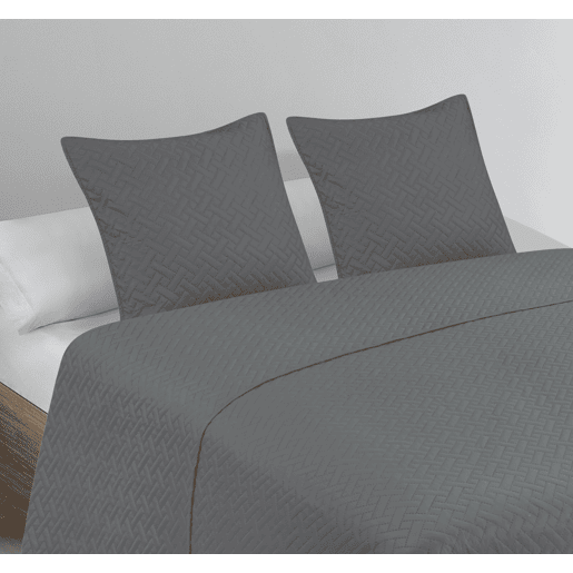Colcha Lisa + Almofadas Acolchoadas Belmonte Cama 135 Cinza 235x260cm