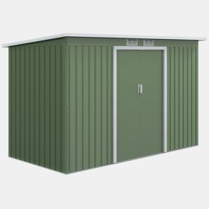 Outsunny Abrigo de Jardim 280x130x172cm Abrigo de Exterior de Aço Galvanizado com Porta Corredeira e Ventilações para Armazenamento de Ferramentas Verde Claro