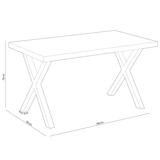 Mesa de jantar X-Loft 160 Carvalho selvagem - Branco 160x90 cm