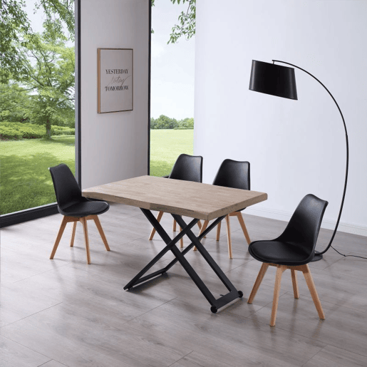 Mesa de centro elevatória Lada Fit Carvalho Mel - Preto 120 x 76 x 80 cm