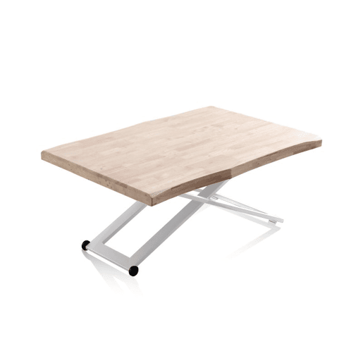Mesa de centro elevatória Lada Fit Branco - Carvalho 120 x 76 x 80 cm