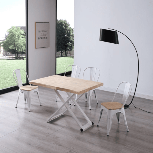Mesa de centro elevatória Lada Fit Branco - Carvalho 120 x 76 x 80 cm