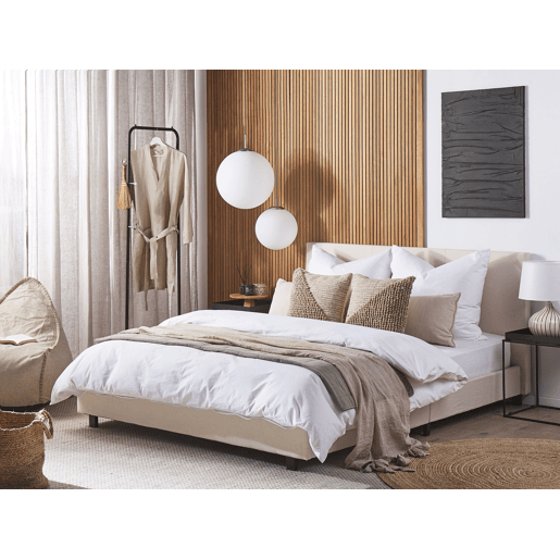 Cama Tecido ALBI 160 x 200 cm Creme