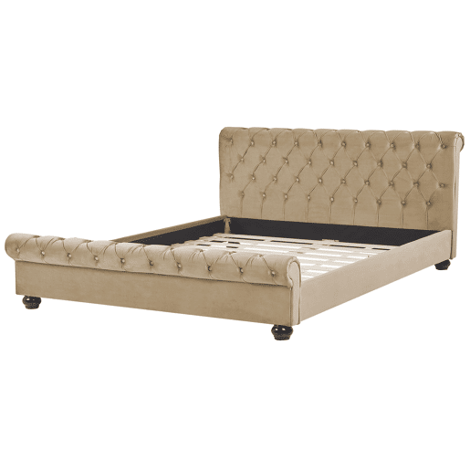 Cama de água Veludo AVALLON 160 x 200 cm Creme