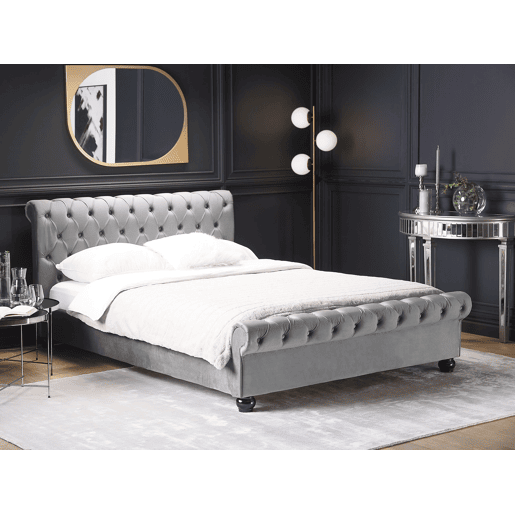 Cama de água Veludo AVALLON 160 x 200 cm Cinzento