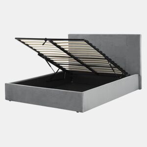 Cama baú Veludo LORIENT 140 x 200 cm Cinzento claro