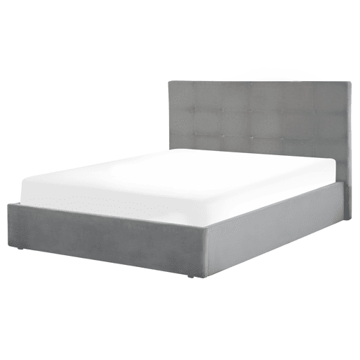 Cama baú Veludo LORIENT 140 x 200 cm Cinzento claro