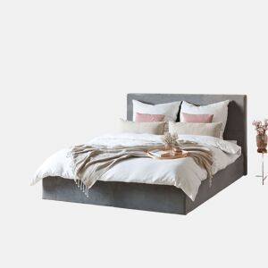 Cama baú Veludo LORIENT 160 x 200 cm Cinzento claro