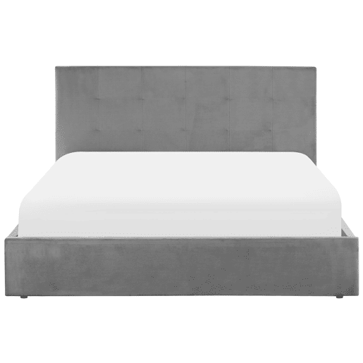 Cama baú Veludo LORIENT 160 x 200 cm Cinzento claro