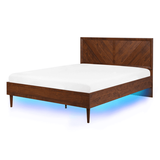 Cama com LED MIALET 140 x 200 cm Castanho escuro