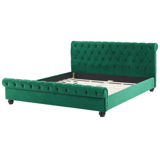 Cama de água Veludo AVALLON 180 x 200 cm Verde esmeralda